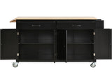 Kitchen Island Cart with Solid Wood Top and Locking Wheels,54.3 Inch Width,4 Door Cabinet and Two 59372861