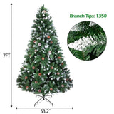 ZUN Christmas Tree 7FT 1350 Branch Flocking Spray White Tree Plus Pine Cone 59813333