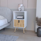 White and Macadamia Open Shelf Tall Nightstand B062P175195