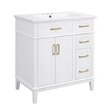 30" Bathroom Vanity with Ceramic Sink, Modern Storage Cabinet with Soft-Close Doors, Deep Drawer & N729P276610K