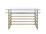 Shona Clear Glass Top & Antique Gold Finish Writing Desk B2726P457136