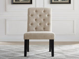 Leviton Solid Wood Tufted Asons Dining Chair, Set of 2, Tan T2574P164565