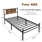 Twin Size Bed Frames with Wood Headboard and Footboard,Strong Metal Slats Support for Twin Bed W3286P308613