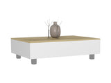 Aran Lift Top Coffee Table, Storage Compartment, White / Light Oak B097132901
