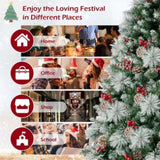 6ft Pre-Lit Christmas Tree - 55 Red Berries 55 Pine Cones, Changeable Lights & Easy Setup, Ideal 65193603