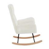 ZUN Cream white velvet rocking chair 01454190