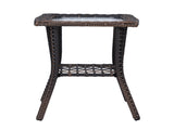 Outdoor Wicker Side Table, Rattan End Table with Glass Top, Patio Coffee Bistro Table for Indoor 91766785