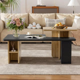 U-Can Set of 2 Nesting Coffees Farmhouse,Rectangle Coffee Living Room,Wood Finish Coffee N724P294661B