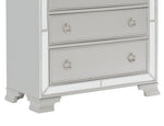 ZUN Modern Traditional Style 1pc Bedroom Chest of Drawers Embossed Textural Fronts Silver Finish B01152307