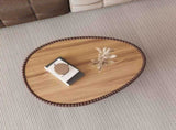 Coffee Color Sintered stone Top goose eggs Shape Leather Coffee modern Sofa Table for Living Room W3081P315306