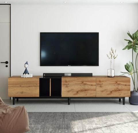 ZUN Modern TV Stand for 80'' TV with 3 Doors, Media Console Table, Entertainment Center with Large 20814688