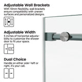 60*66"Fixed & Sliding Shower Door, Round Tube Hardware, Clear Glass Shower Door, 3/8 SGCC T3177P320597