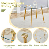 Round dining table with glass top, gilded metal legs, exquisite living, starting from details, W1151P205872