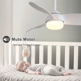 ZUN 42 Inch Decorative ABS Ceiling Fan With 6 Speed Remote Control Dimmable Reversible DC Motor With Led W882140937