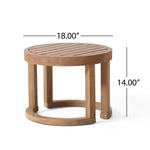 ZUN Outdoor Acacia Wood Side Table, 18" Solid Side Table for Patio, Pool, Porch 72306.00BRN