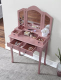 ZUN Sanlo Wooden Vanity Make Up Table and Stool Set, Rose Gold T2574P162837