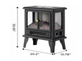 Mini Electric Fireplace Stove with 3D Flame, Timer and Remote, Black Double Door 69362552