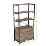 ZUN Industrial Wood Bookcase Retro Bookshelf Storage Display Rack Utility Book Shelf 04444538