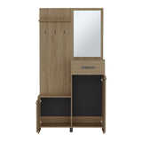 Hall Tree, 2 Doors, 1 Drawer, 1 Shelf, 1 Mirror B097P296845