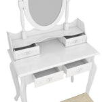 ZUN Modern Concise 4-Drawer 360-Degree Rotation Removable Mirror Dresser White（=20407644） 12174104