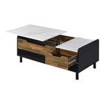 ZUN White and Walnut Coffee Table with Lift-Top B062P189138