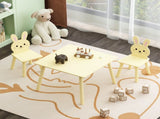 Kids Table and Chair Set with 2 Bunny Chairs, Children's Wooden Activity Table for Toddlers, Cute 80159869