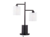 Cannes Contemporary Table Lamp in Black Metal with White Shades B202P224122