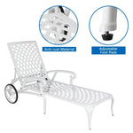 ZUN 193*64.5*93cm Backrest Adjustable Courtyard Cast Aluminum Lying Bed White 22425669