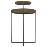 Natural and Gunmetal 2-Tier Accent Table B062P153886