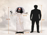 5.7ft Spooky Ghost Bride Animatronic with Withered Rose & Tattered Veil, Life Size Halloween Decor 74836217