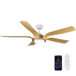 ZUN Smart 56" Integrated LED Ceiling Fan with Antique Wood in Floral Shape W1367121895