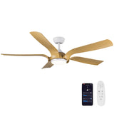 ZUN Smart 56" Integrated LED Ceiling Fan with Antique Wood in Floral Shape W1367121895