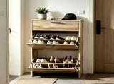 3-Drawer Flip-Front Shoe Cabinet 25"*9.45"*37" Washed grey 12459087