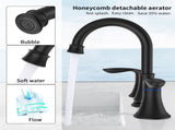 2-Handle 8 inch Widespread Bathroom Sink Faucet Matte Black Lavatory Faucet 3 Hole 360&deg Swivel 07167218