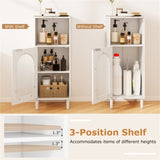White Bathroom Floor Cabinet Wood Side Storage Organizer with Adjustable Shelf Bathroom Storage, 46360807