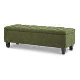 Ottoman Bench with Storage, Green Boucle Surface, Rubber Wood Legs, 300 lbs Capacity N779P294331G