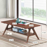 ZUN Arona Mid-Century Modern Wood Coffee Table with Shelf T2574P180521