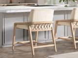 Arizona 25.5" Solid Ash Wood Upholstered Counter Stool with Rope Detail, Crme de la Crme White B2719P238401