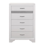 ZUN Glamorous White Finish 1pc Chest of Drawers Faux Crystals Pulls Silver Glitter Hidden Drawers Wooden B011P183395