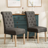 ZUN Habit Solid Wood Tufted Parsons Dining Chair, Set of 2, Charcoal T2574P164542