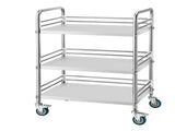 Stainless Steel 3-Tier Rolling Utility Cart with Lockable Wheels, Mobile Service 03230451