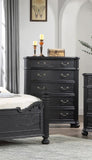 ZUN 1pc Traditional Vintage Antique Drawer Pull 5-Drawer Chest Black Gray Dark Finish Bedroom Living B011P167896