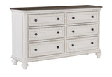 ZUN Antique White and Brown Gray Finish1pc Dresser of 6x Drawers Black Knobs Traditional Design Bedroom B011134413