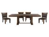 Classic Light Rustic Brown Finish Wooden 1pc Dining Table w Self-Storing Leaf Mindy Veneer Furniture B01158529