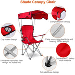 ZUN Foldable Beach Canopy Chair Sun Protection Camping Lawn Canopy Chair 330LBS Load Folding Seat,red 19710726