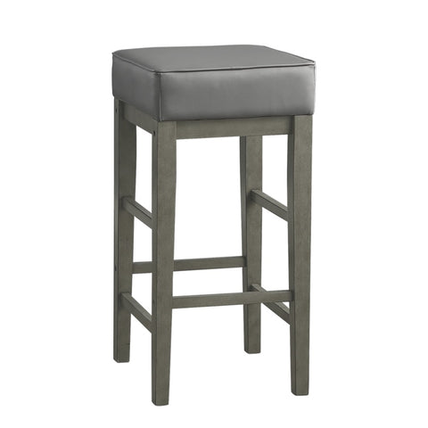 ZUN Transitional Gray Faux Leather Seat 29-inch Pub Height Stools Set of 2, Antique Gray Finish Solid B011P232131