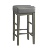 ZUN Transitional Gray Faux Leather Seat 29-inch Pub Height Stools Set of 2, Antique Gray Finish Solid B011P232131