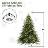 Artificial 6ft Green Christmas Tree with 1931 PE/PVC Mixed Branch Tips, 400L warm white led, Steel 42089179