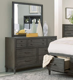 Transitional Style Gray Finish 1pc Dresser of 7 Drawers Dark Bronze Handles Wooden Bedroom Furniture B011P147531