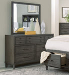 ZUN Transitional Style Gray Finish 1pc Dresser of 7 Drawers Dark Bronze Handles Wooden Bedroom Furniture B011P147531